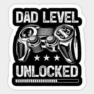 Mens Dad Level Unlocked  Video Gamer Father's Day Sticker